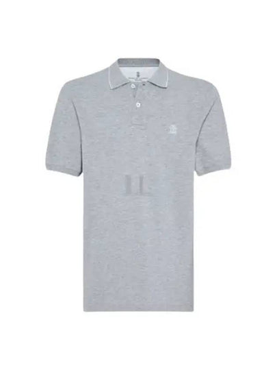 Embroidered Logo Short Sleeve Polo Shirt Grey - BRUNELLO CUCINELLI - BALAAN 2