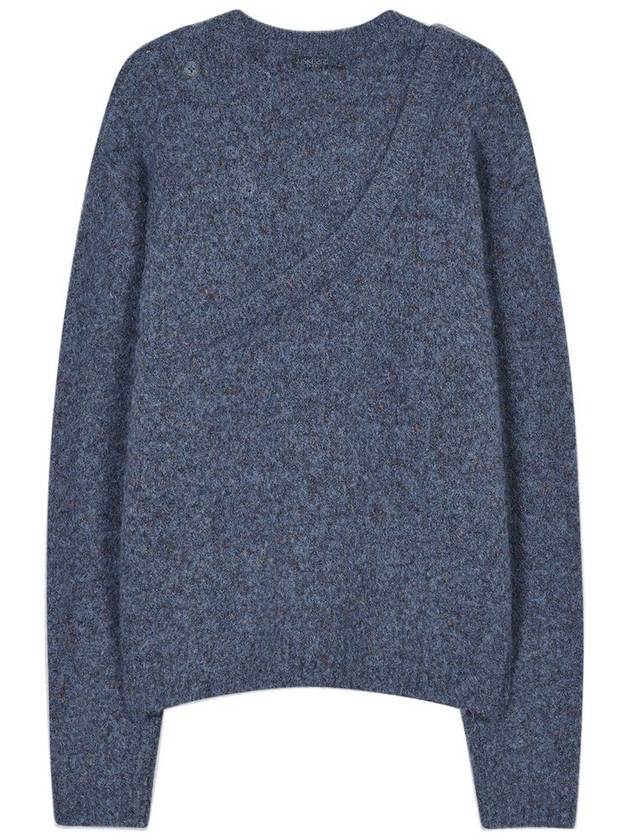 Asymmetric layered neck sweater deep blue - MSKN2ND - BALAAN 4