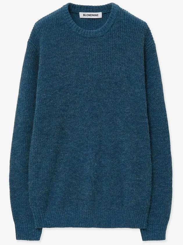 Crew neck rib knit sweater melange blue - BLONDNINE - BALAAN 3