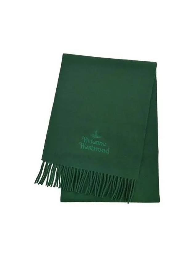 Logo Wool Fringe Muffler Anthracite Green - VIVIENNE WESTWOOD - BALAAN 3