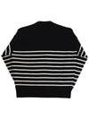 Big Heart Logo Striped Knit Top Black White - AMI - BALAAN 3