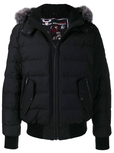 Onyx Scotchtown Bomber Padding Frost Fox Fur Black - MOOSE KNUCKLES - BALAAN 1