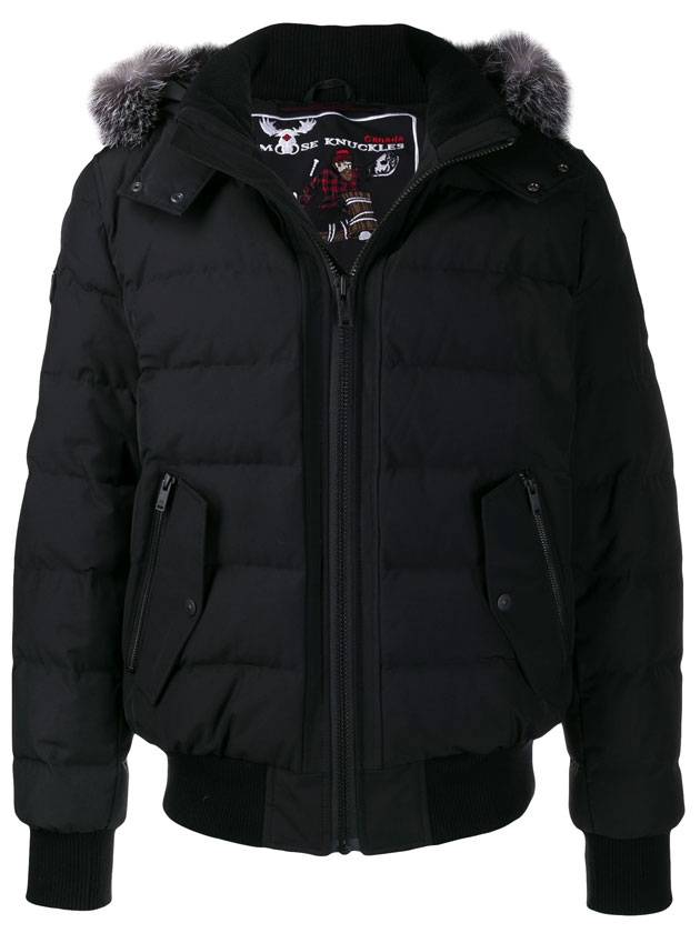 Onyx Scotchtown Bomber Padding Frost Fox Fur Black - MOOSE KNUCKLES - BALAAN 1