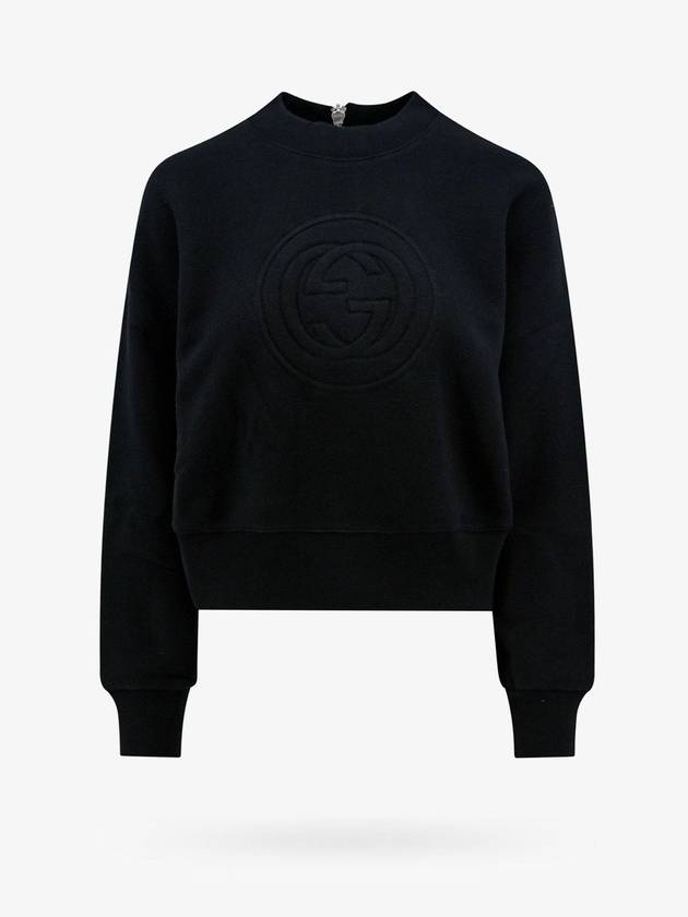 GG Logo Cotton Sweatshirt Black - GUCCI - BALAAN 1