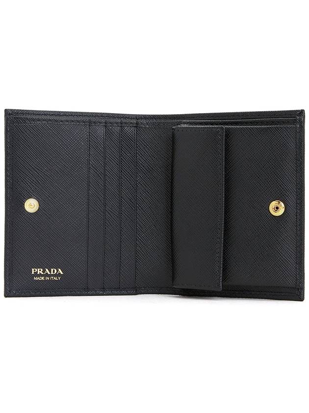 Gold Hardware Triangle Logo Saffiano Half Wallet Black - PRADA - BALAAN 5