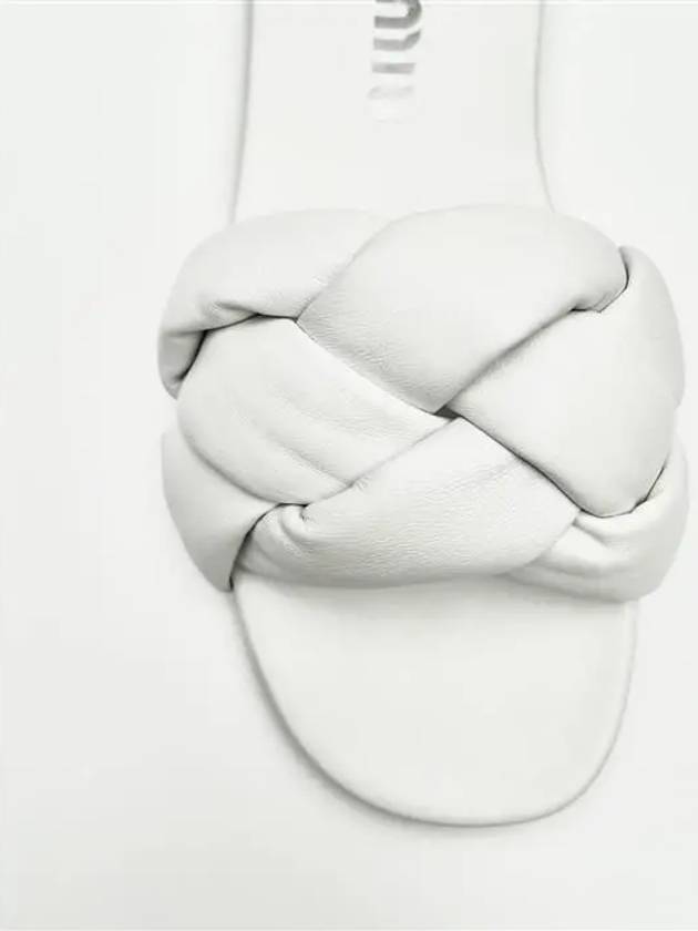 Women's Nappa Quilted Padded Leather Slippers White - MIU MIU - BALAAN.