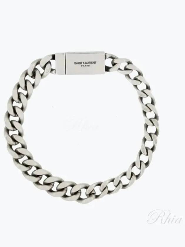 Men's Curb Chain Metal Bracelet Silver - SAINT LAURENT - BALAAN 2