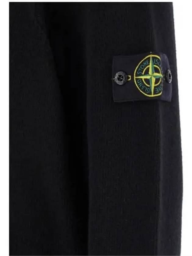 Wappen Patch Half Button Lambswool Knit Top Black - STONE ISLAND - BALAAN 4