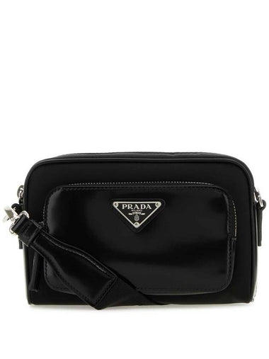 Re-Nylon Brushed Leather Shoulder Bag Black - PRADA - BALAAN 1