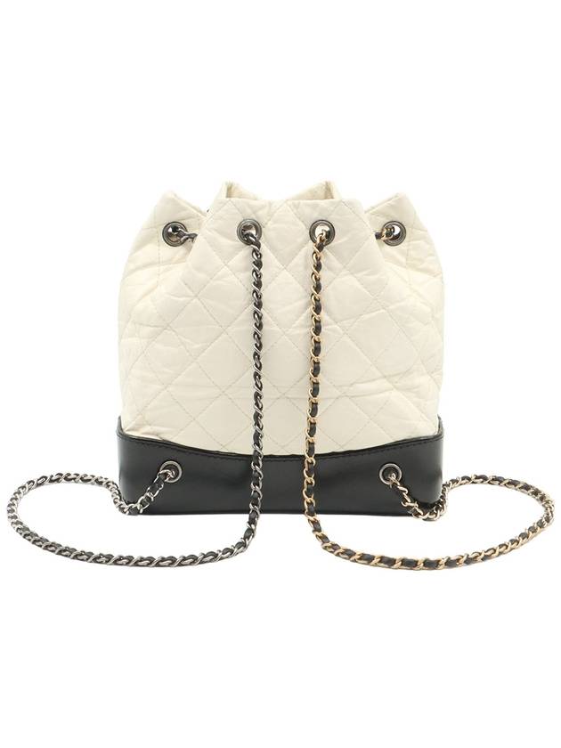 White Vintage Calfskin Gabrielle COCO Logo Small Chain Bucket Backpack 26th A94485 - CHANEL - BALAAN 3