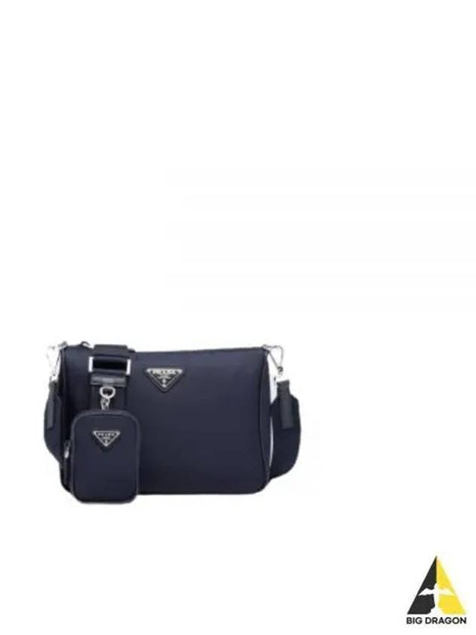 Triangular Logo Re-Nylon Saffiano Leather Shoulder Bag Midnight Blue - PRADA - BALAAN 2