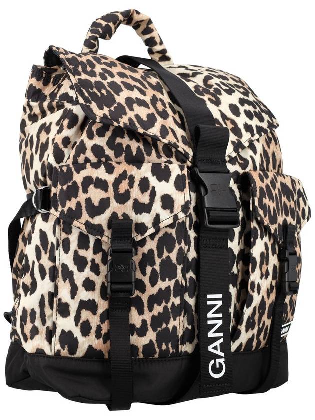 Leopard Tech Backpack Brown - GANNI - BALAAN 3