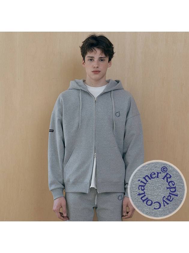 RC Round Logo Two Way Zip-Up Hoodie Grey - REPLAYCONTAINER - BALAAN 2