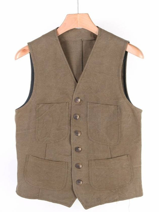 4pocket linen vest khaki SPUARSI U TASCHE - FORTELA - BALAAN 1