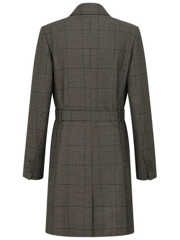 Homme Houndstooth Belted Single Coat Dark Brown - DIOR - BALAAN.