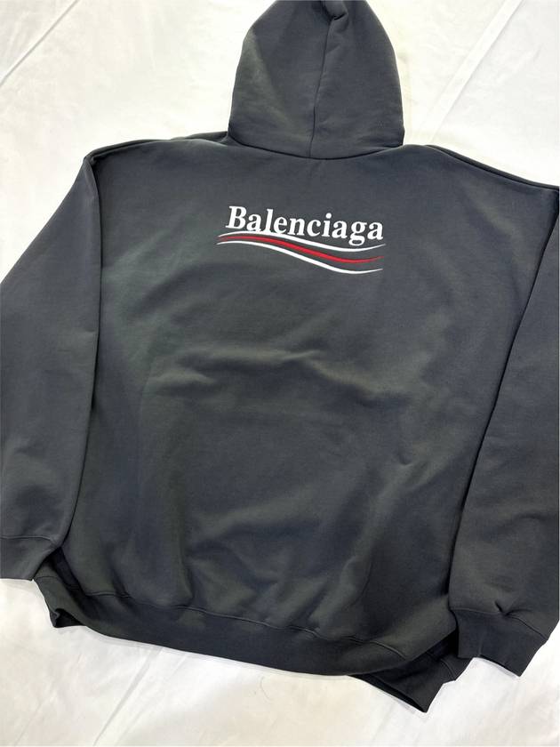 S Men Political Embroidery Logo Large Fit Hooded Sweatshirt Gray - BALENCIAGA - BALAAN 7