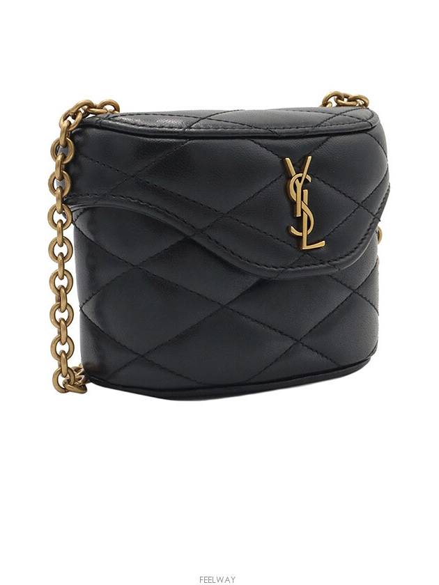 Black lambskin micro box gold chain mini cross bag 766793 - SAINT LAURENT - BALAAN 4