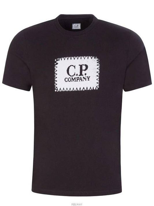 Square Logo Print Short Sleeve T-Shirt Black - CP COMPANY - BALAAN 2