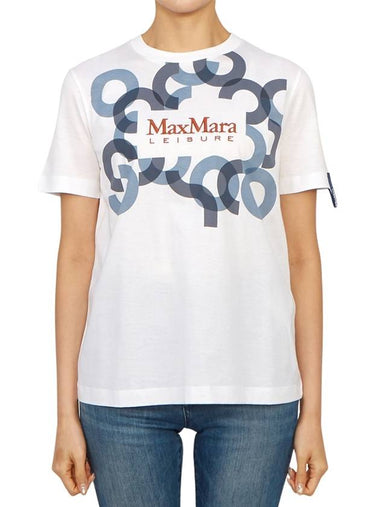 Obliqua Embroidery Logo Short Sleeve T-Shirt White - MAX MARA - BALAAN 1