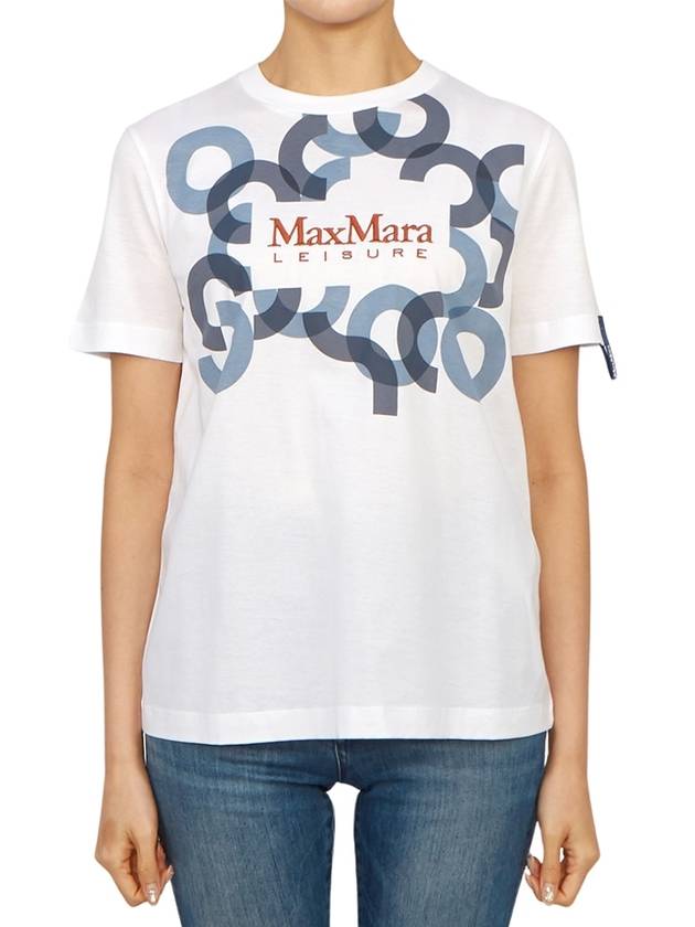 Obliqua Embroidery Logo Short Sleeve T-Shirt White - MAX MARA - BALAAN 1