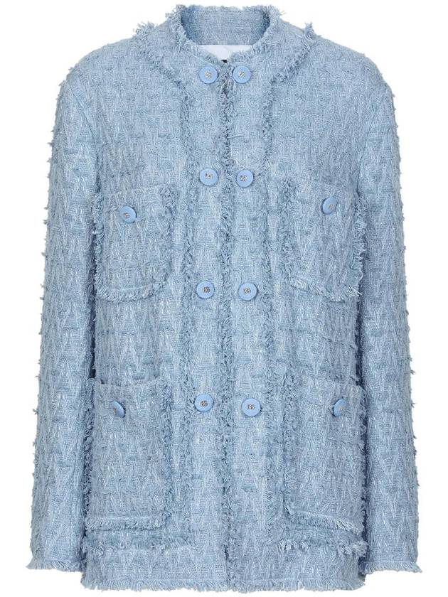 Single breasted cotton rush stitch jacket Azur - DOLCE&GABBANA - BALAAN 2