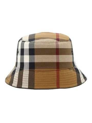 House Check Bucket Hat Brown - BURBERRY - BALAAN.