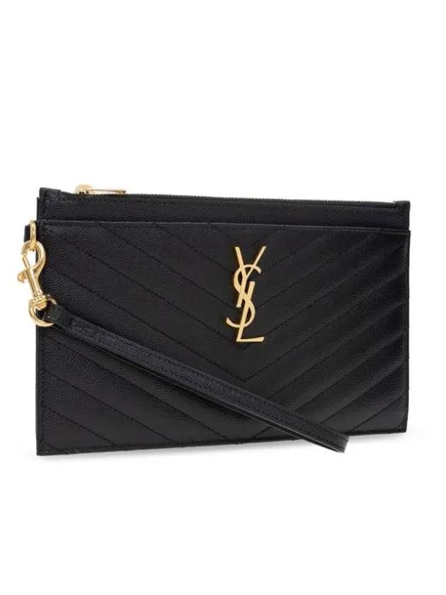 Cassandre Matelasse Large Zipped Clutch Bag Black - SAINT LAURENT - BALAAN 4