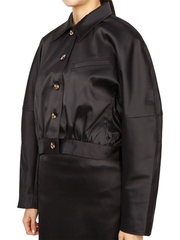 Double Satin Shorts Jacket Black - GANNI - BALAAN 6