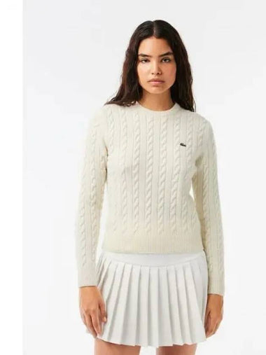 Women s wool blend cable crew neck sweater AF0633 54N NYV domestic product GQ2N24081388872 - LACOSTE - BALAAN 1