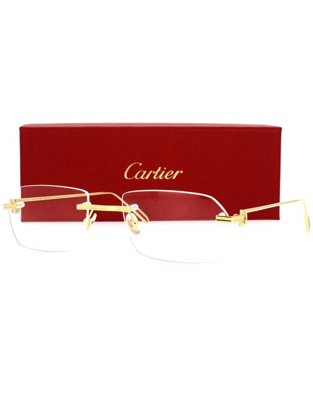 Square Metal Eyeglasses Gold - CARTIER - BALAAN 3