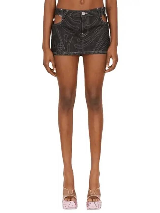 Decorated Stitch Denim H-Line Skirt Black - VIVIENNE WESTWOOD - BALAAN 3