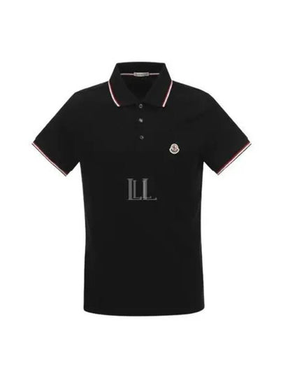 Small Logo Patch Short Sleeve Cotton Polo Shirt Black - MONCLER - BALAAN 2