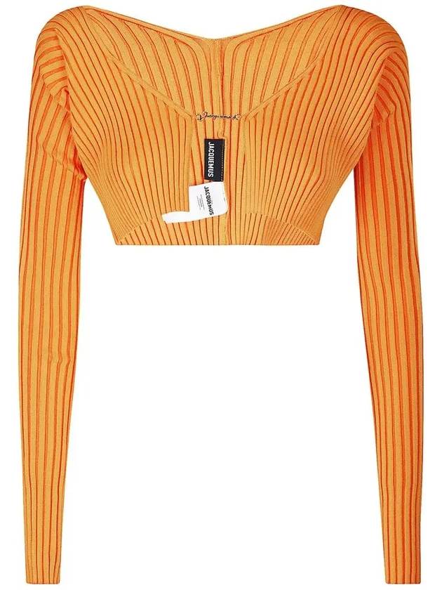 La Maille Pralu Micro Charm Logo Cardigan Orange - JACQUEMUS - BALAAN 3