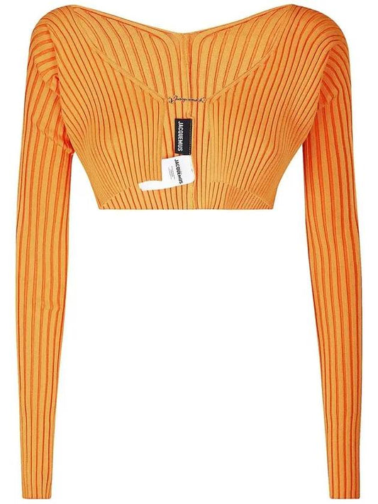Le Maille Fralu Micro Charm Logo Crop Cardigan Orange - JACQUEMUS - BALAAN 2