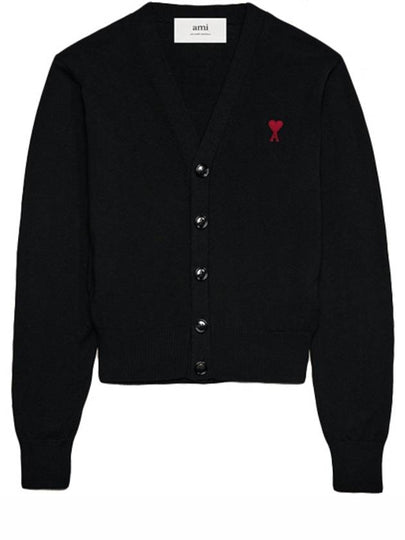 Heart Logo Wool Cardigan Black - AMI - BALAAN 2