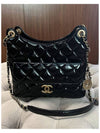 Shiny Calfskin Hobo Bag Medium Black Cross Bag AS4322 - CHANEL - BALAAN 3