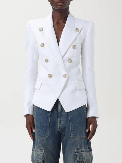 Viscose Blazer Jacket White - BALMAIN - BALAAN 2