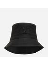 V Logo Signature Cotton Bucket Hat Black - VALENTINO - BALAAN 1