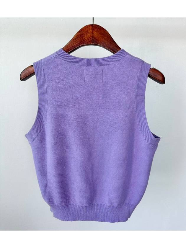 Women's Logo Knit Vest Purple - STUSSY - BALAAN 7