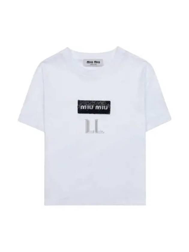 Embroidered Logo Short Sleeve T-Shirt White - MIU MIU - BALAAN 2