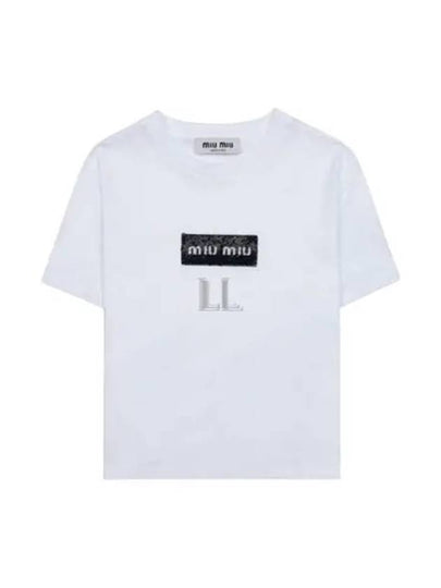 Embroidered Logo Short Sleeve T-Shirt White - MIU MIU - BALAAN 2