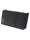 Monogram Leather Gold Zipper Card Wallet Black - SAINT LAURENT - BALAAN 3