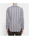 Men's Hidden Three Stripes Oxford Check Long Sleeve Shirt Navy - THOM BROWNE - BALAAN.