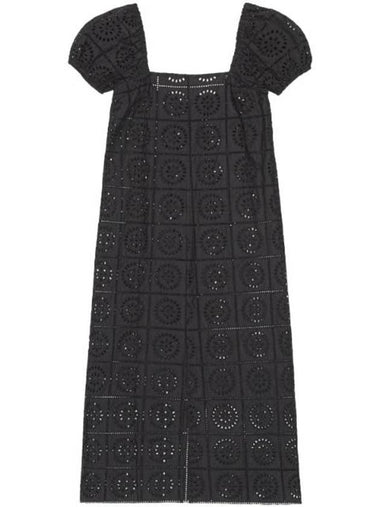 Women's Broadly Anglaise Long Dress Black - GANNI - BALAAN 1