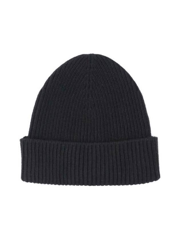 Embroidered Ribbed Cashmere Beanie Black - BURBERRY - BALAAN 3