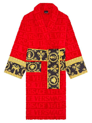 Baroque Pattern Bathrobe Lounge Wear Red - VERSACE - BALAAN 1