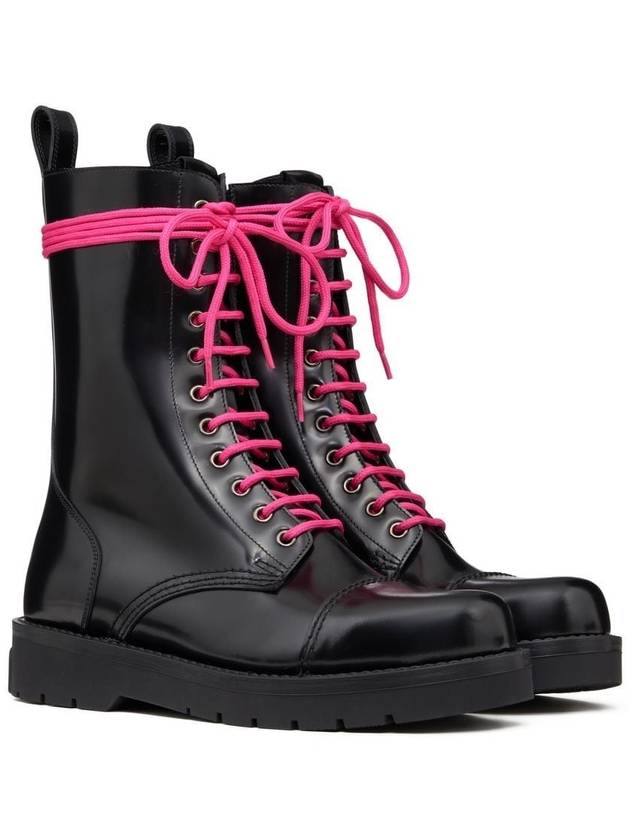 Untitled Calfskin Combat Boots Black - VALENTINO - BALAAN 4