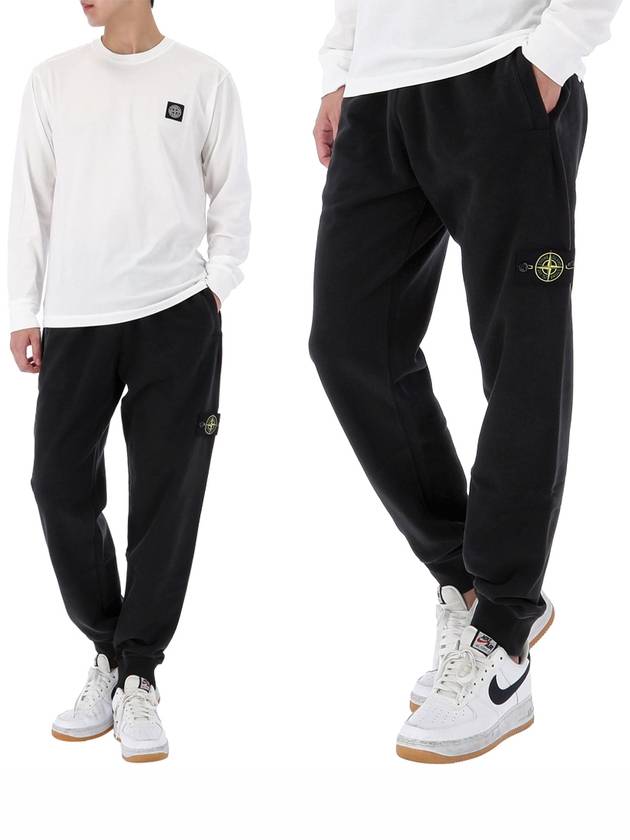 Signature Wappen Patch Cotton Exhaust Pants Black - STONE ISLAND - BALAAN 2