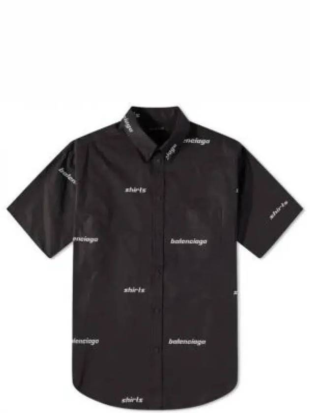 All-Over Logo Short Sleeve Shirt Black - BALENCIAGA - BALAAN 2