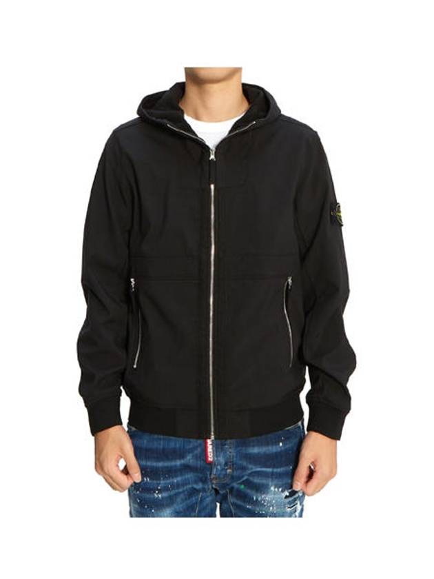 Wappen Patch Soft Shell Hooded Jacket Black - STONE ISLAND - BALAAN 3